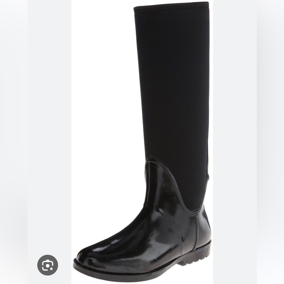 Nine West Rain Boot Tall Rubber Neoprene Second Wind Back Zipper Knee Jelly Shoe - Picture 8 of 12